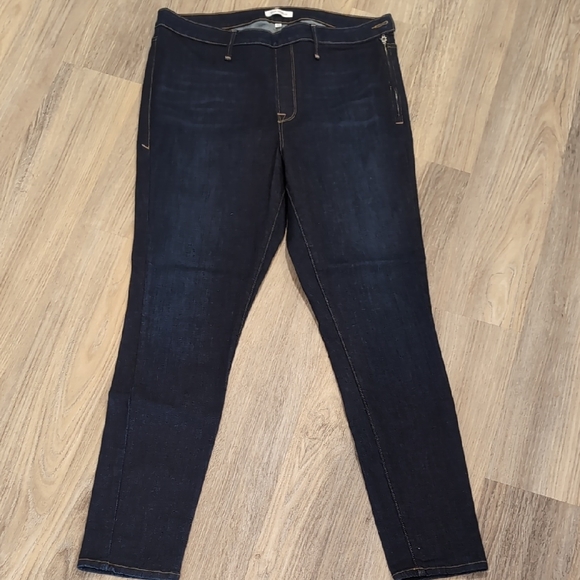 Good American Denim - Good American Dark Indigo Skinny Jeans Size 16 Side Zipper